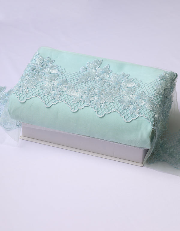 Beaded Border Lace Mix and Match - (Baby Blue) + Satin (Aqua Blue)